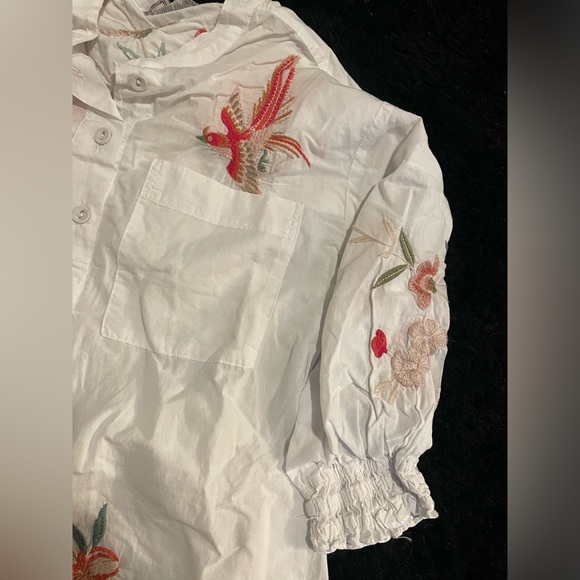 JOHNNY WAS Workshop Oversized White Embroidered Button-up Dress - Picture 4 of 7